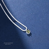 925 Silver Green Zircon Pendant Gypsophila Necklace for Women