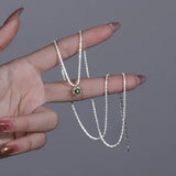 925 Silver Green Zircon Pendant Gypsophila Necklace for Women