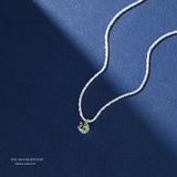 925 Silver Green Zircon Pendant Gypsophila Necklace for Women