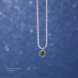 925 Silver Green Zircon Pendant Gypsophila Necklace for Women