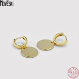925 Sterling Silver Retro Circle Earrings Wedding Party Gift