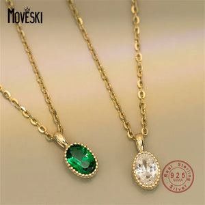 925 Silver Zircon Pendant Necklace Women High Banquet Jewelry
