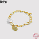 925 Silver Baroque Pearl Bracelet, Birthday Party Jewelry Gift
