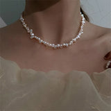 925 Silver Baroque Pearl Necklace Women Clavicle Chain