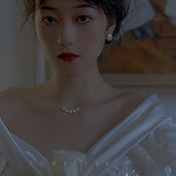 925 Silver Freshwater Pearl Necklace Hot Retro Clavicle Chain