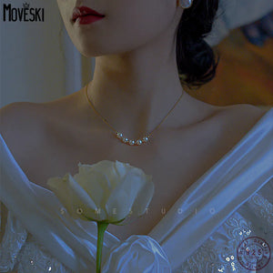 925 Silver Freshwater Pearl Necklace Hot Retro Clavicle Chain
