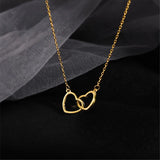 925 Silver Heart Interlocking Necklace Women Clavicle Chain