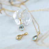 925 Silver Crystal Water Drop Pendant Necklace Wedding Jewelry Gift