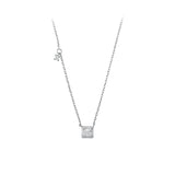 925 Silver Zircon Geometric Pendant Necklace Sparkling Birthday Gift