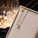 925 Silver Zircon Geometric Pendant Necklace Sparkling Birthday Gift