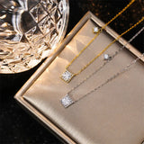 925 Silver Zircon Geometric Pendant Necklace Sparkling Birthday Gift