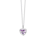 925 Silver Pink Zircon Heart Pendant Necklace Glamour Party Jewelry