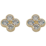925 Silver 14K Plated Flower Zircon Earrings Women Mother's Jewelry