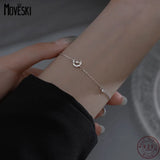 925 Sterling Silver Zircon Moon Bracelet Women Engagement Jewelry