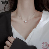 925 Silver Shell Beads Synthetic Pearls Pendant Necklace Women Wedding Jewelry