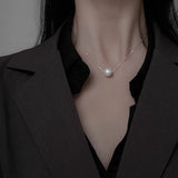 925 Silver Shell Beads Synthetic Pearls Pendant Necklace Women Wedding Jewelry