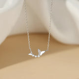 925 Silver Zircon Butterfly Necklace Adjustable Gift