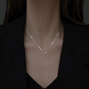 925 Silver Zircon Butterfly Necklace Adjustable Gift