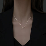 925 Silver Zircon Butterfly Necklace Adjustable Gift