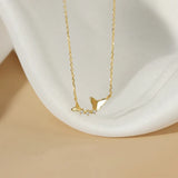 925 Silver Zircon Butterfly Necklace Adjustable Gift