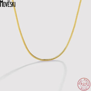925 Sterling Silver Snake Bone Chain Women Necklace