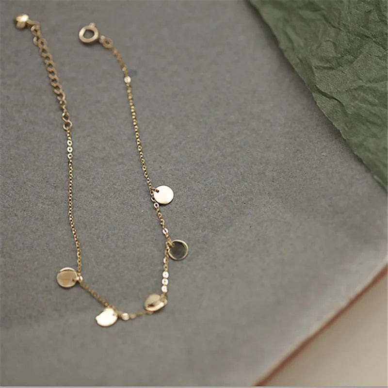 925 Silver Glossy Disc Bracelet Women Charm INS Hot Jewelry