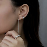 925 Silver Long Chain Earrings Retro French Ear Jewelry
