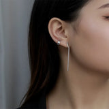925 Silver Long Chain Earrings Retro French Ear Jewelry