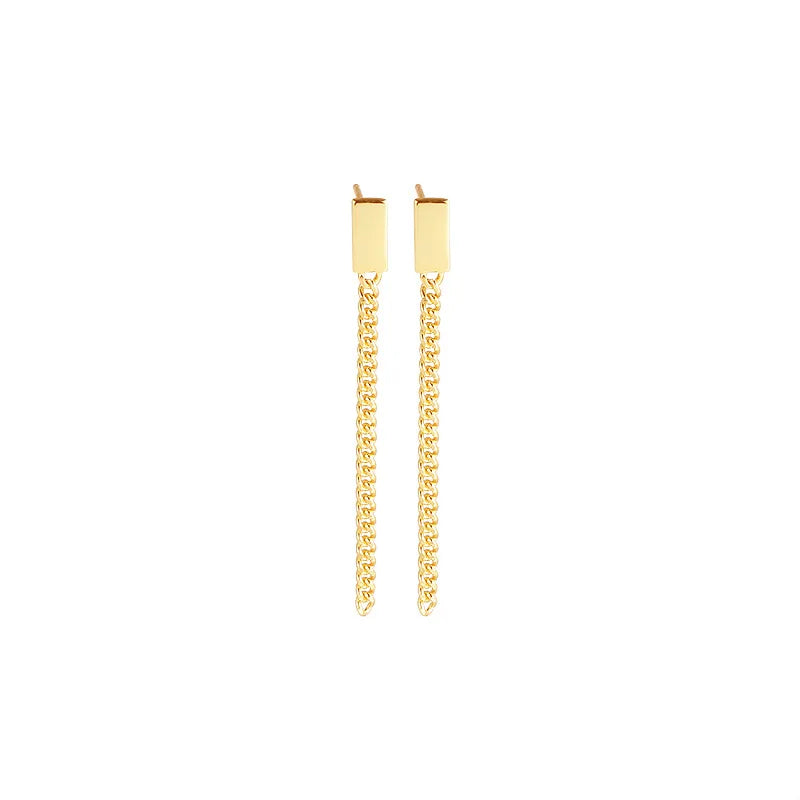 925 Silver Long Chain Earrings Retro French Ear Jewelry