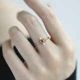 925 Silver Pearl Zircon Geometric Ring Women Gift Jewelry