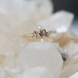 925 Silver Pearl Zircon Geometric Ring Women Gift Jewelry