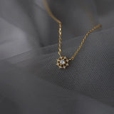 925 Silver Zircon Flower Pendant Necklace Sweet Romantic Jewelry