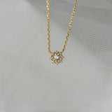 925 Silver Zircon Flower Pendant Necklace Sweet Romantic Jewelry
