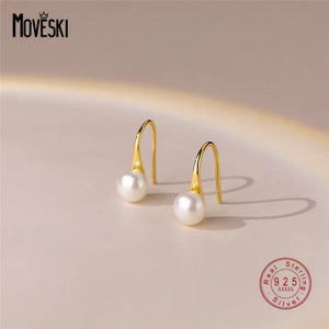 925 Silver Pearl Stud Earrings Women High Quality Jewelry Gift