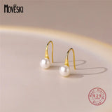 925 Silver Pearl Stud Earrings Women High Quality Jewelry Gift