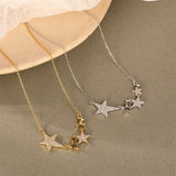 925 Silver Star Zircon Necklace Clavicle Chain for Women