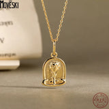 925 Silver Retro Flower Pendant Necklace Women Party Jewelry