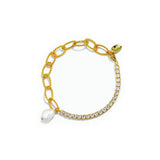 925 Silver Baroque Pearl Zircon Bracelet Women