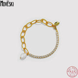 925 Silver Baroque Pearl Zircon Bracelet Women