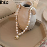 925 Silver Vintage Baroque Pearl Necklace Women Party Wedding Jewelry