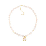 925 Silver Vintage Baroque Pearl Necklace Women Party Wedding Jewelry