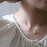 Zircon Shell Pearl Sterling Silver 925 Pendant Necklace