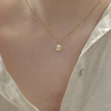 Zircon Shell Pearl Sterling Silver 925 Pendant Necklace