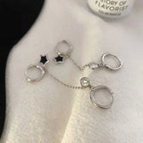 Sterling Silver Star Chain Double Ear Hole Earrings