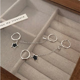 Sterling Silver Star Chain Double Ear Hole Earrings