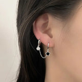 Sterling Silver Star Chain Double Ear Hole Earrings
