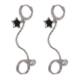 Sterling Silver Star Chain Double Ear Hole Earrings