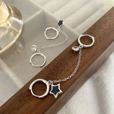 Sterling Silver Star Chain Double Ear Hole Earrings