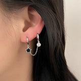Sterling Silver Star Chain Double Ear Hole Earrings
