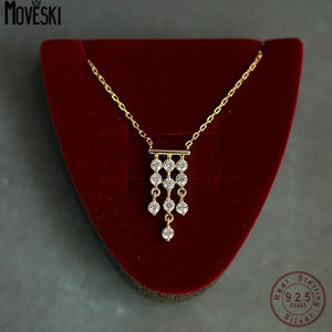 French Retro 925 Silver Tassel Zircon Necklace for Women